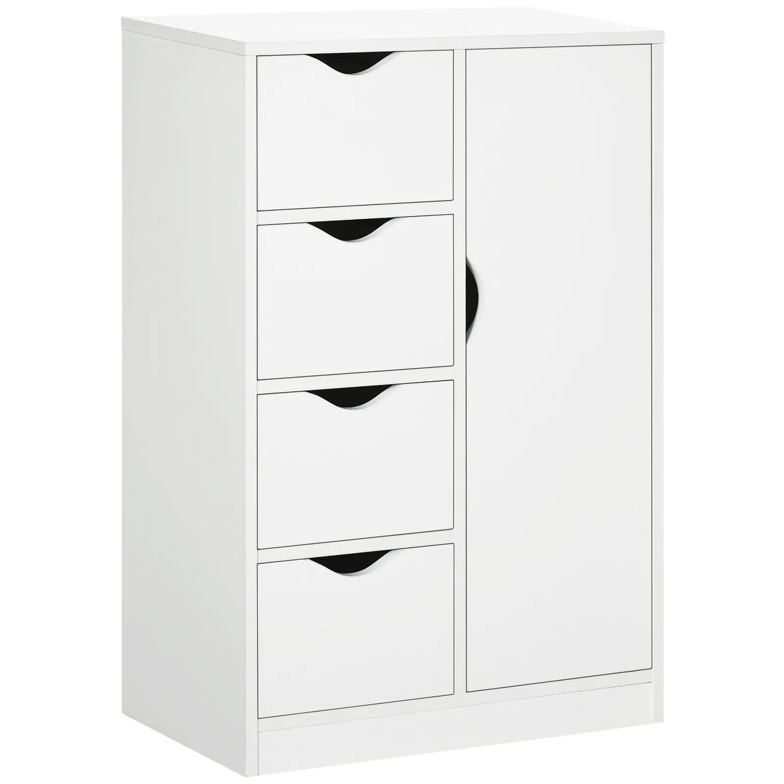 HOMCOM Bathroom Floor Cabinet Freestanding Storage Unit with 4 Drawers for Living Room in White 2