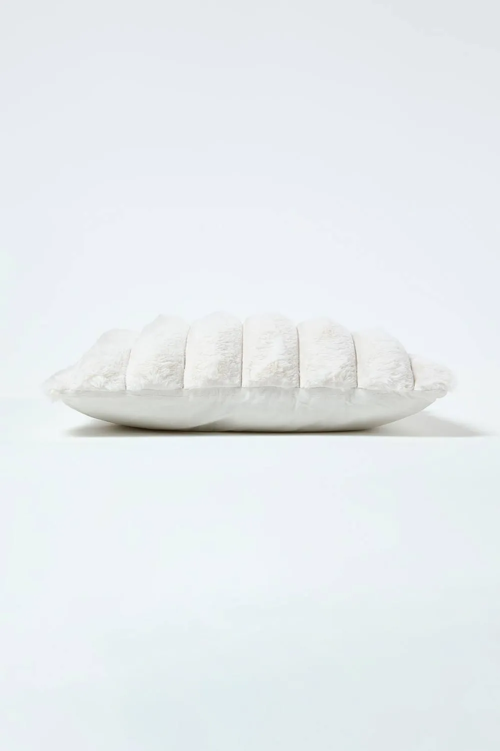 Homescapes Faux Fur Ribbed Cushion, 45 x 45cm in Natural 4