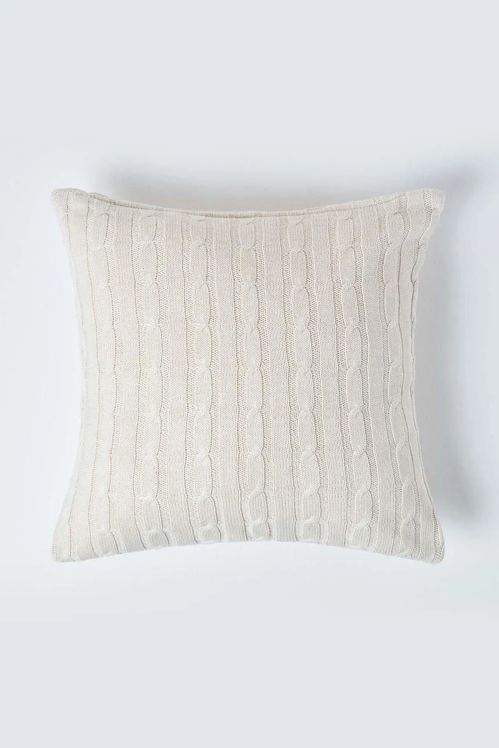 Homescapes Cotton Cable Knit Cushion Cover, 45 x 45 cm in Natural