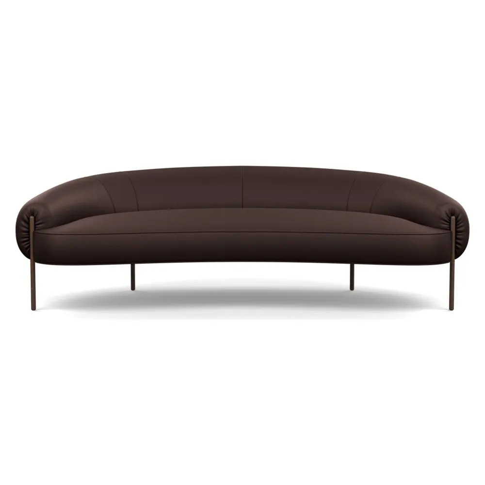 Heal's Isola 3 Seater Sofa Leather Grain Chocolate 066 Bronze Feet 1