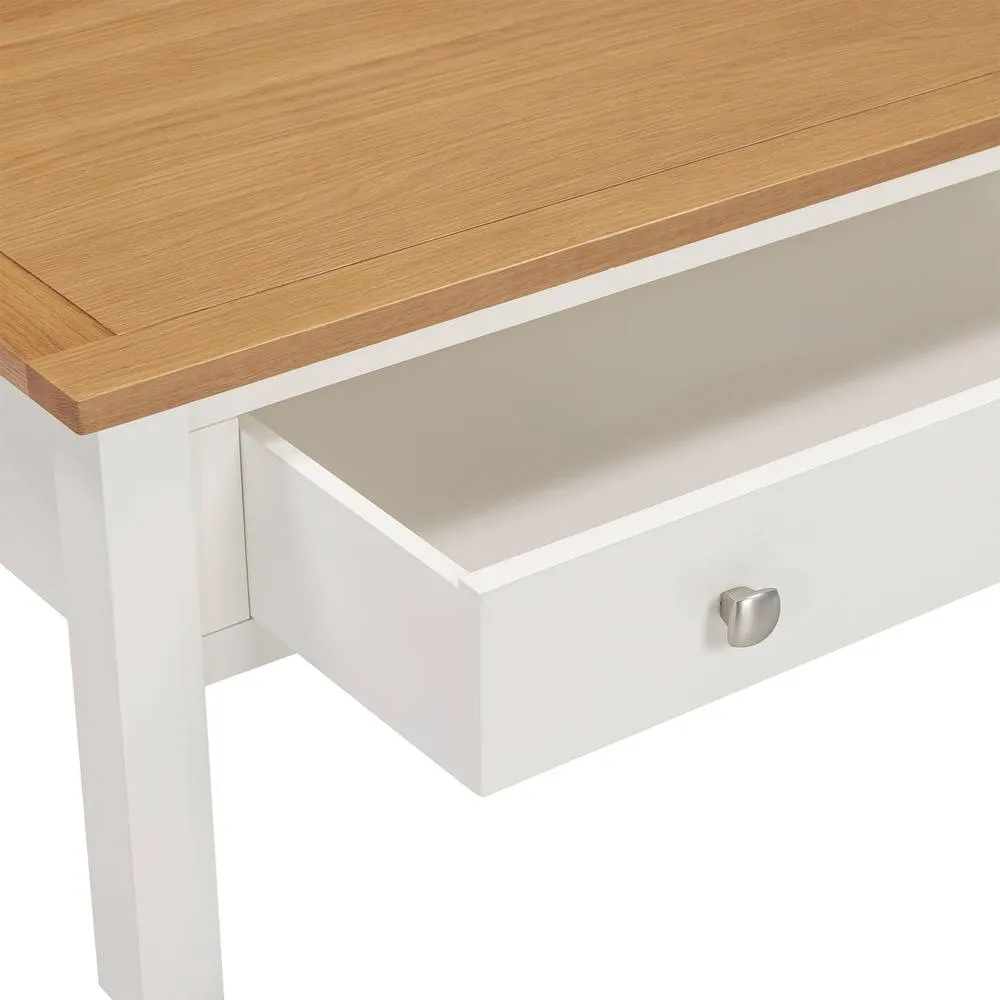 Seconique Cambridge 1 Drawer Coffee Table - Linen/Oak (Part assembled) in White 6