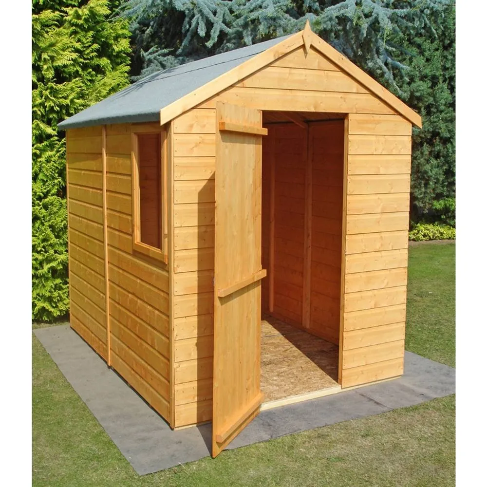 Shires Shiplap Apex Single Door Tongue & Groove Garden Shed Workshop 7x5 ft in Brown