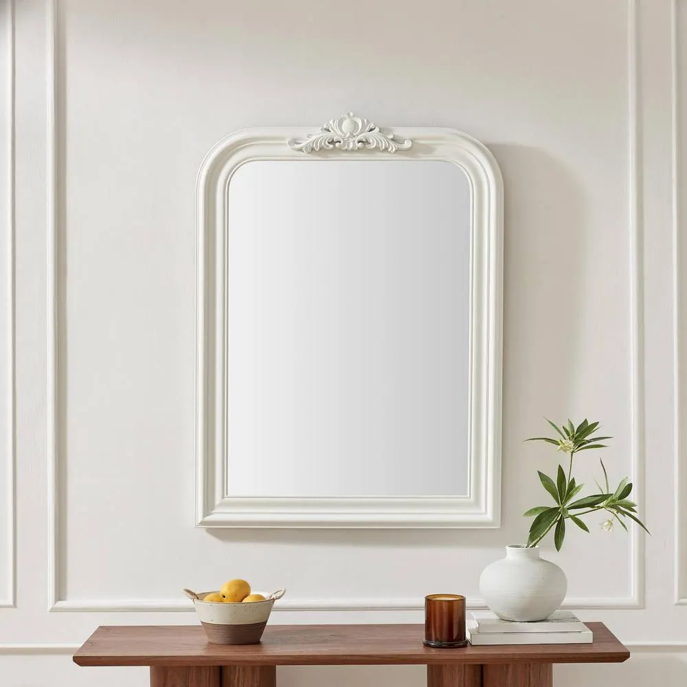 FurnitureboxUK Francis White Wood Large 110x74cm Overmantle Arch Mirror 2