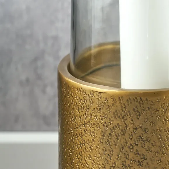 Metal & Glass Pedestal Hurricane Candle Holder 2