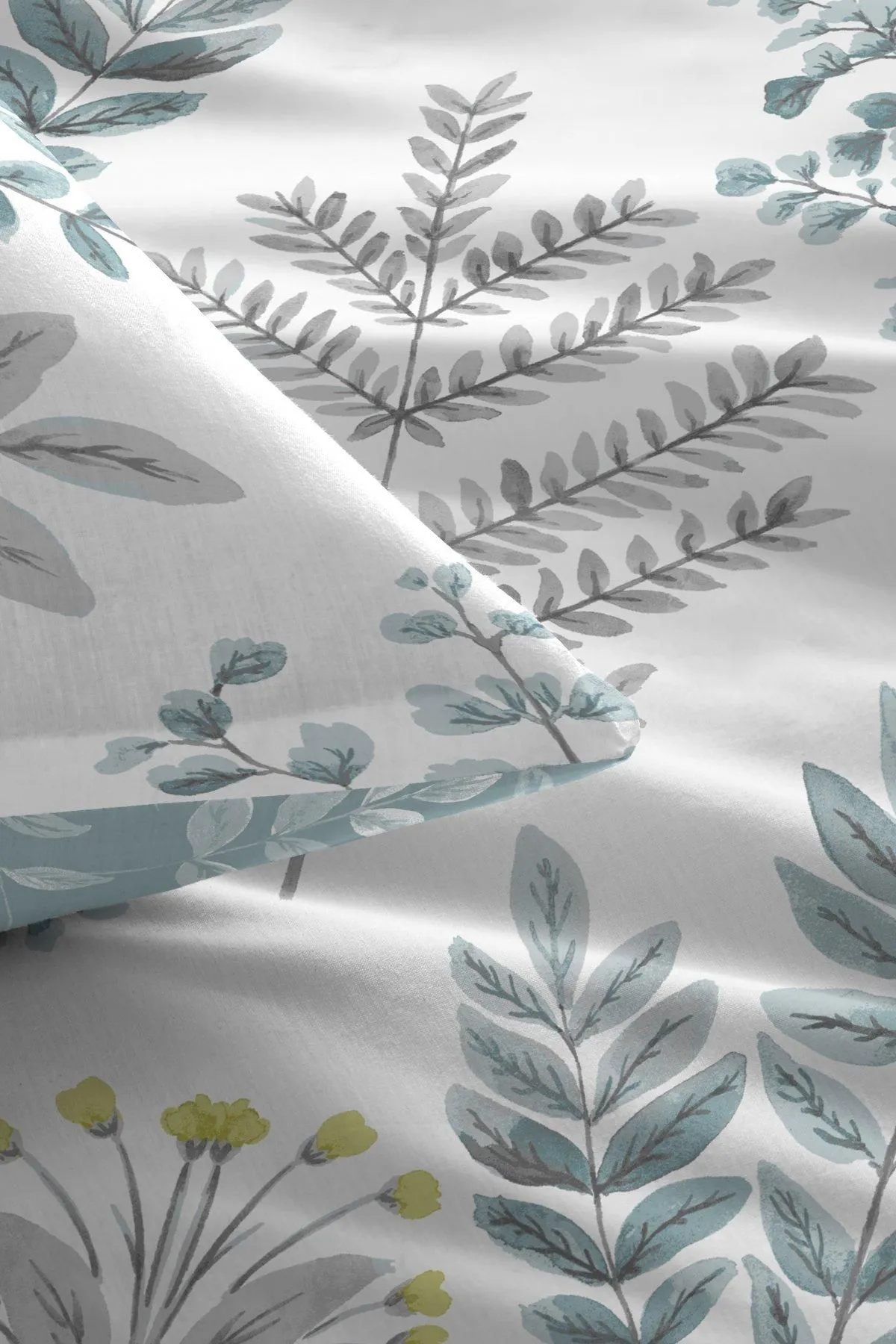 Dreams & Drapes 'Emily' Botanical Fern Print Duvet Cover Set in Duck Egg Blue 2