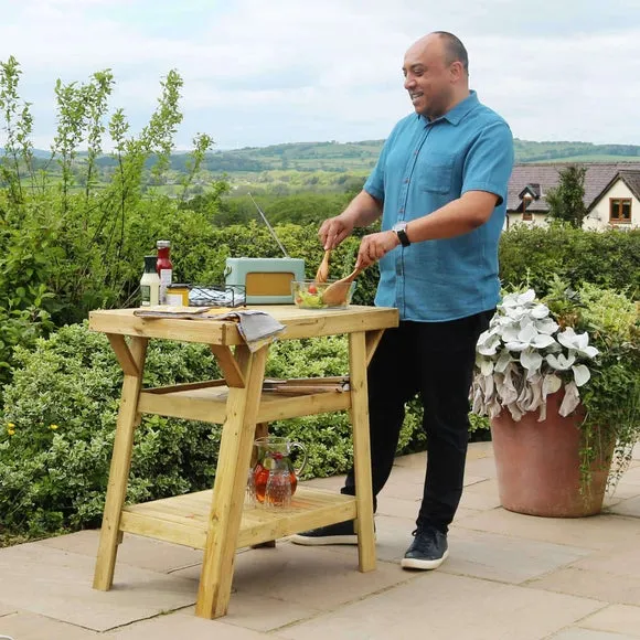 BBQ Wooden Outdoor Side Table 3