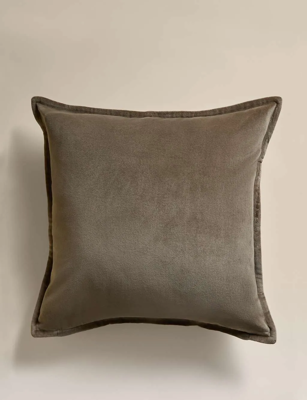 M&S Pure Cotton Velvet Cushion Khaki