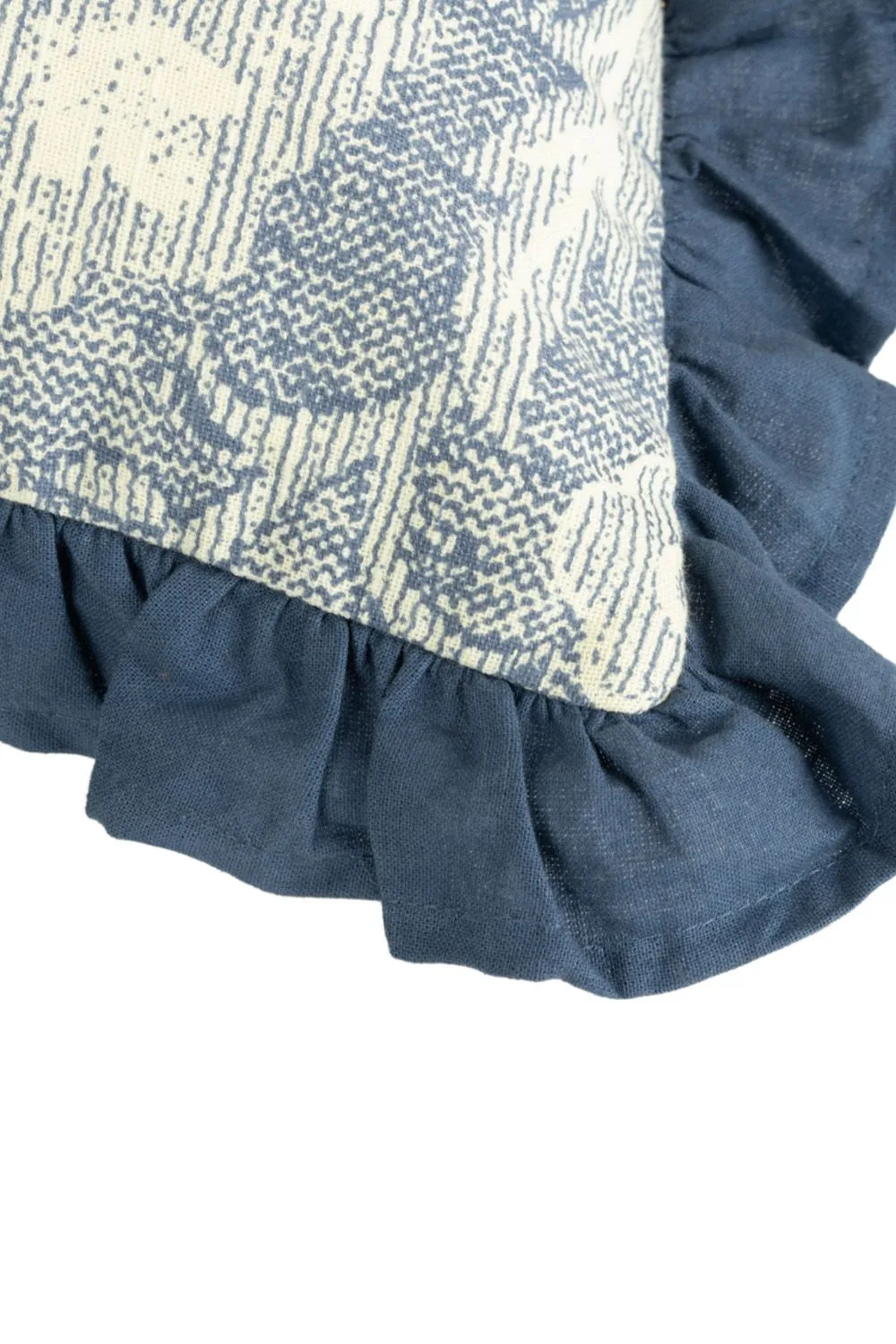 Paoletti Kirkton Floral Pleated Polyester Filled Cushion in Dark Blue 4