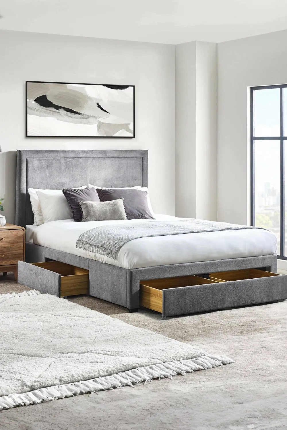 Julian Bowen Mayfair Upholstered Storage Bed with 4 Drawers in Grey 2