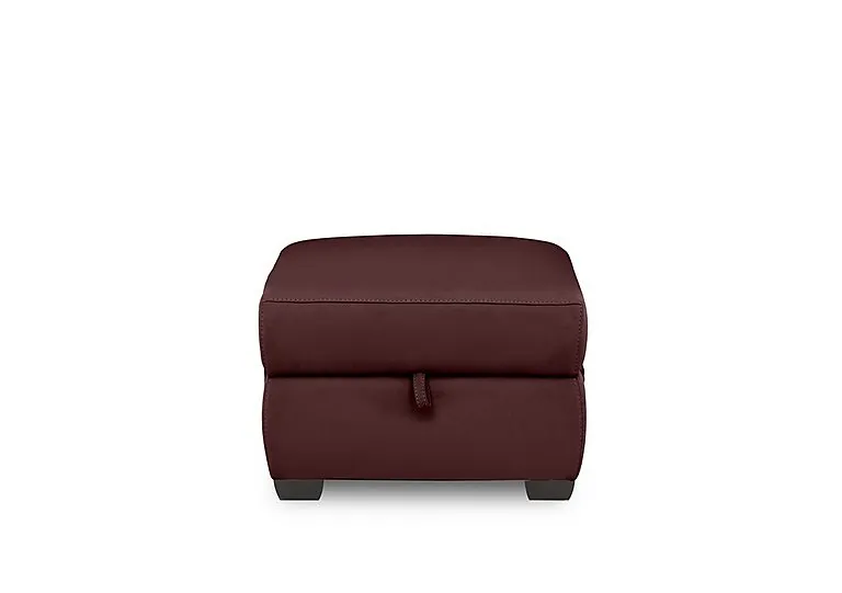 Brescia Leather Storage Footstool - BV Deep Red