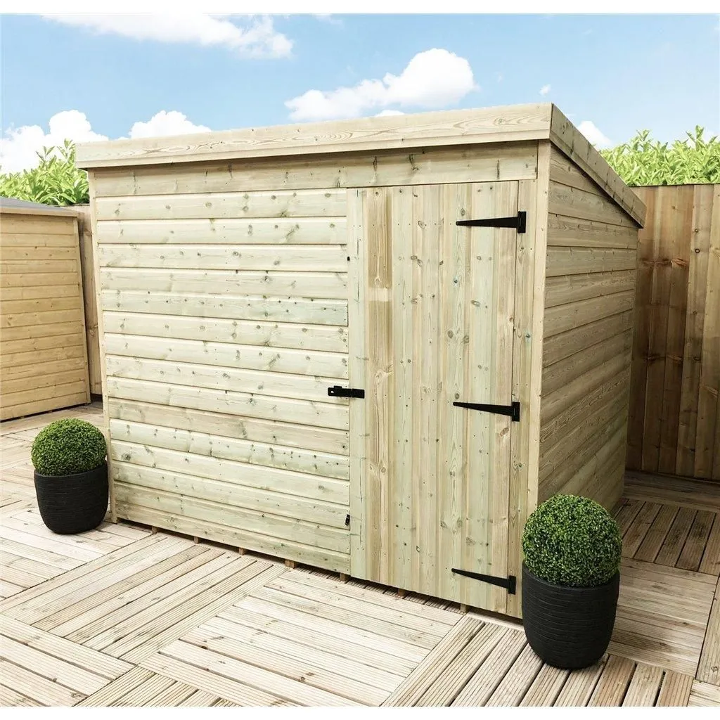 Marlborough 8 x 8 Pressure Treated Pent Garden Shed with Single Door in Natural