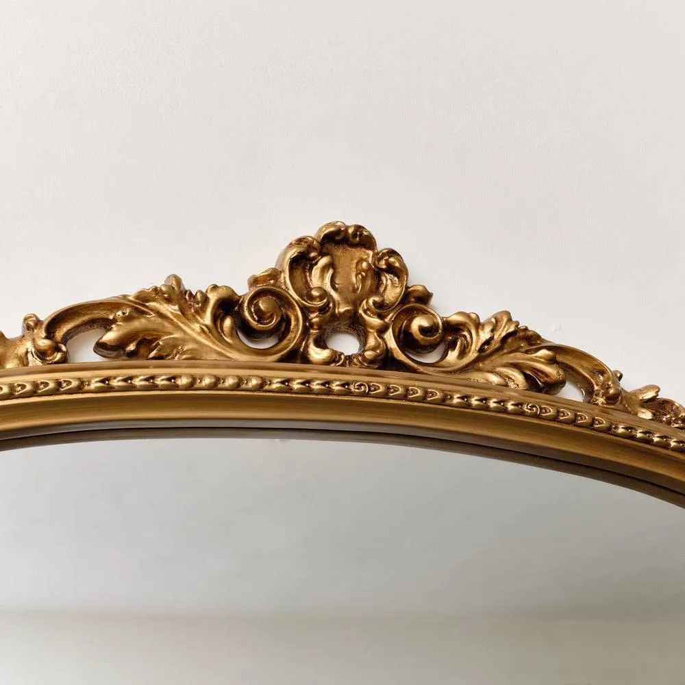Melody Maison Antique Gold Ornate Arch Overmantle Mirror 88cm X 100cm in Metallic Gold 4