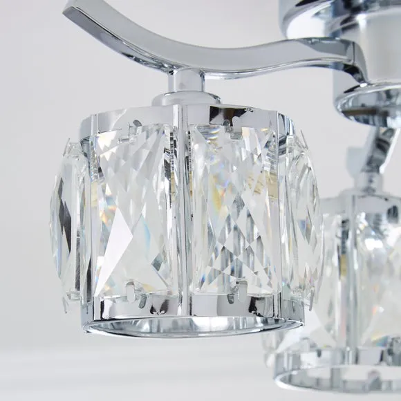 Kleio 3 Light Glass Chrome Semi Flush Ceiling Light 3