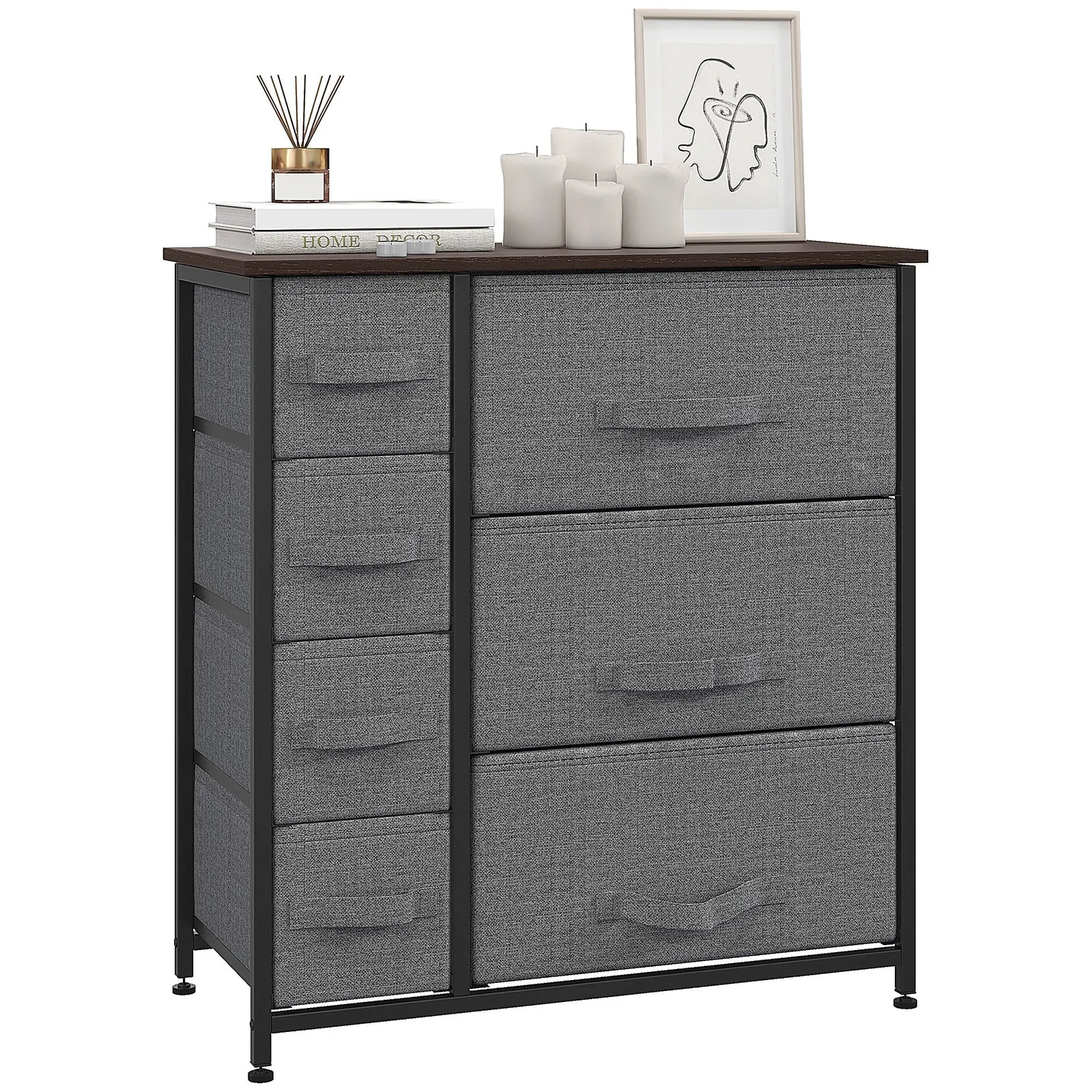 HOMCOM Chest of Drawers with 7 Dresser Drawers for Home Bedroom, Dark Grey 2