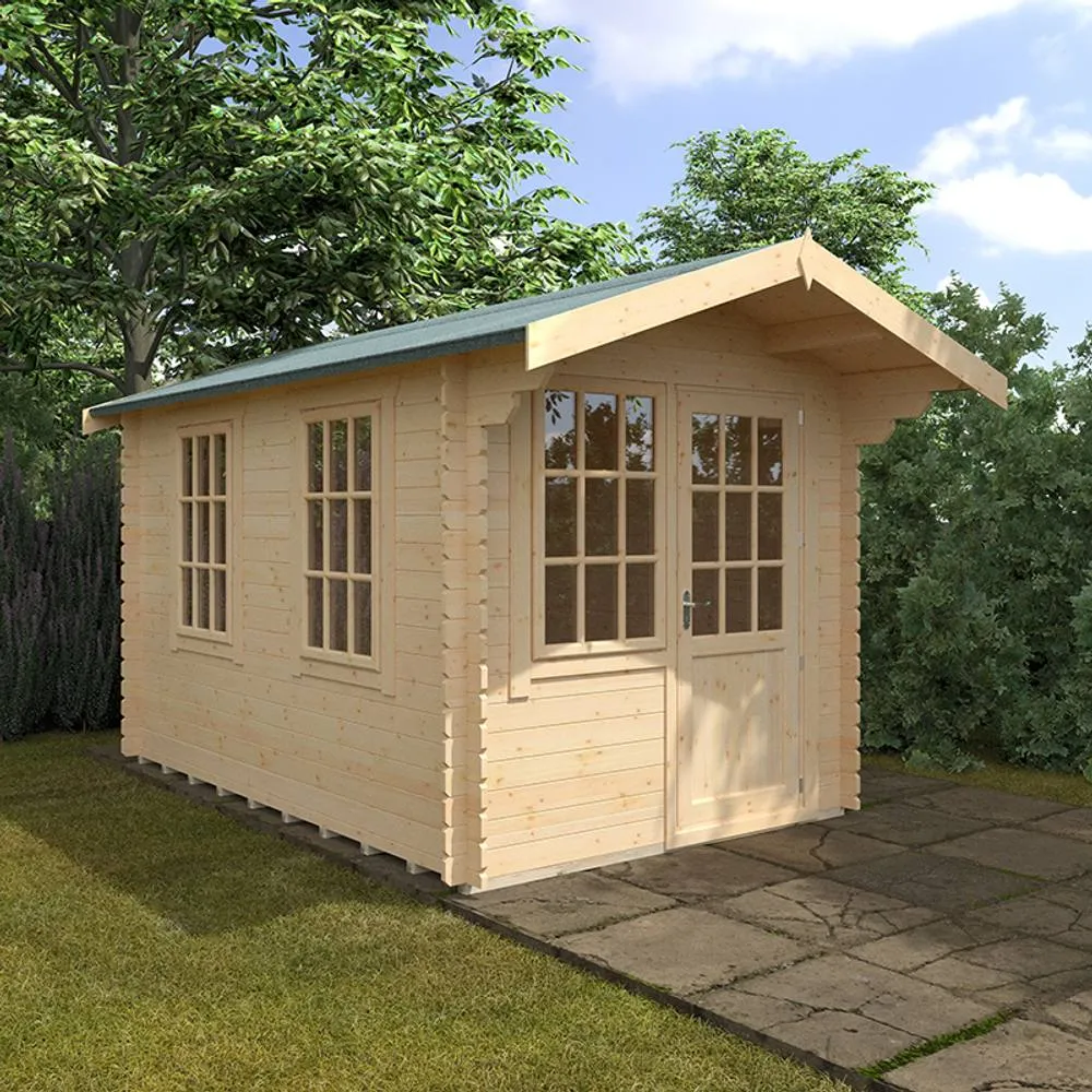 Buttercup Farm 12x8 The Carrington 28mm Cabin - L355 x W235 x H251.3 cm in Natural 2