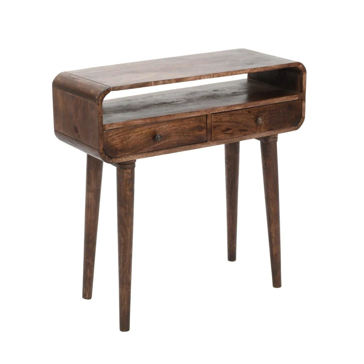 IH Design Malena Dark Mango Wood Console Table with 2 Drawers in Dark Brown 2