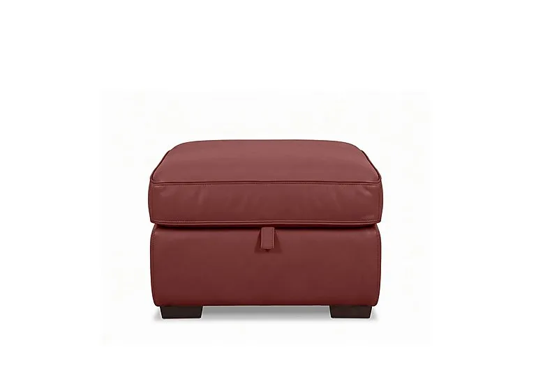 Relax Leather Storage Footstool - Deep Red - Living Room Furniture - In Time for Christmas