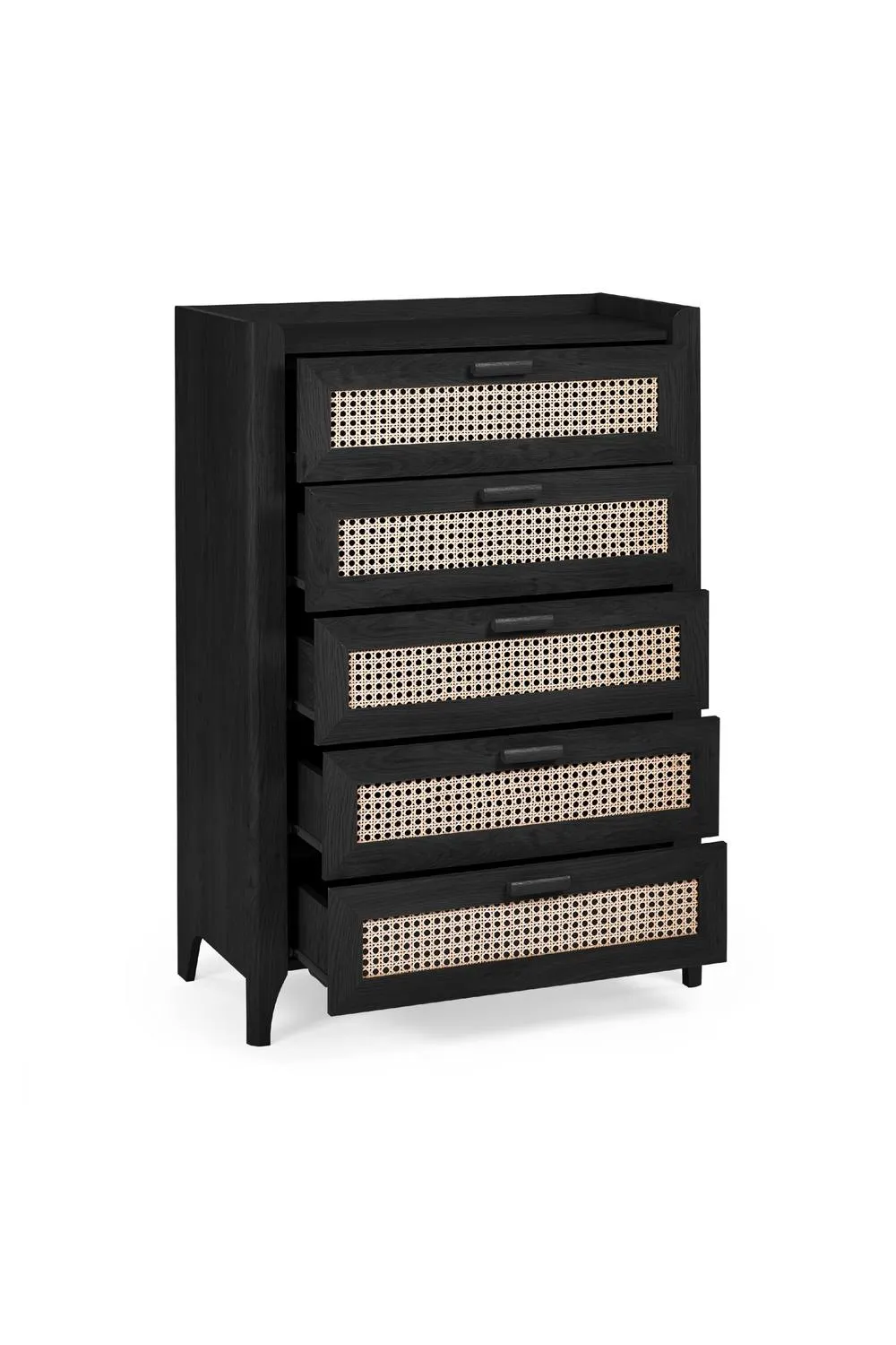 Julian Bowen Sydney Rattan Print 5 Drawer Chest in Black 3