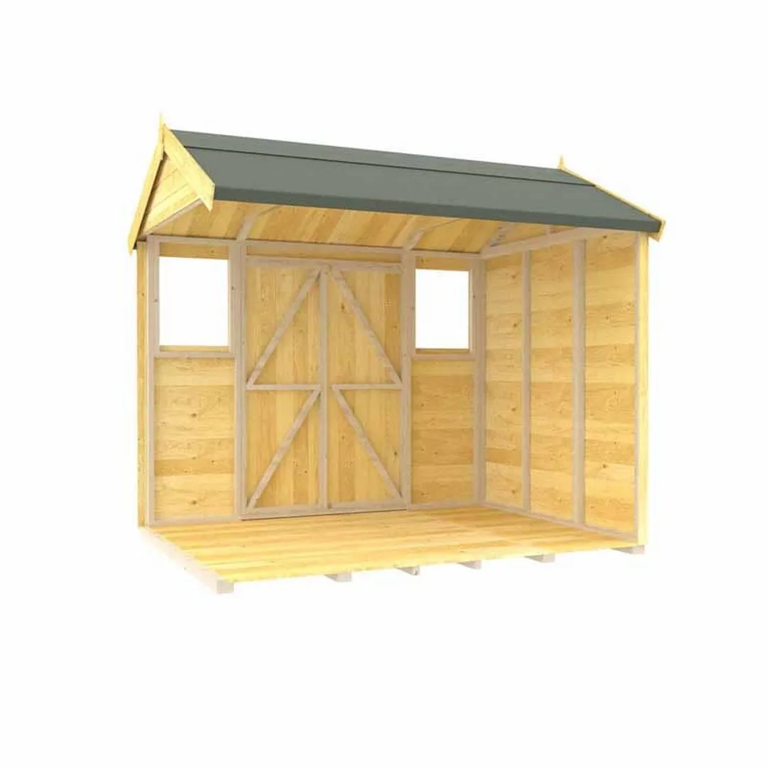 Buttercup Farm 8 x 8 Feet Apex Summer Shed - Wood - L243 x W231 x H217 cm in Brown 2