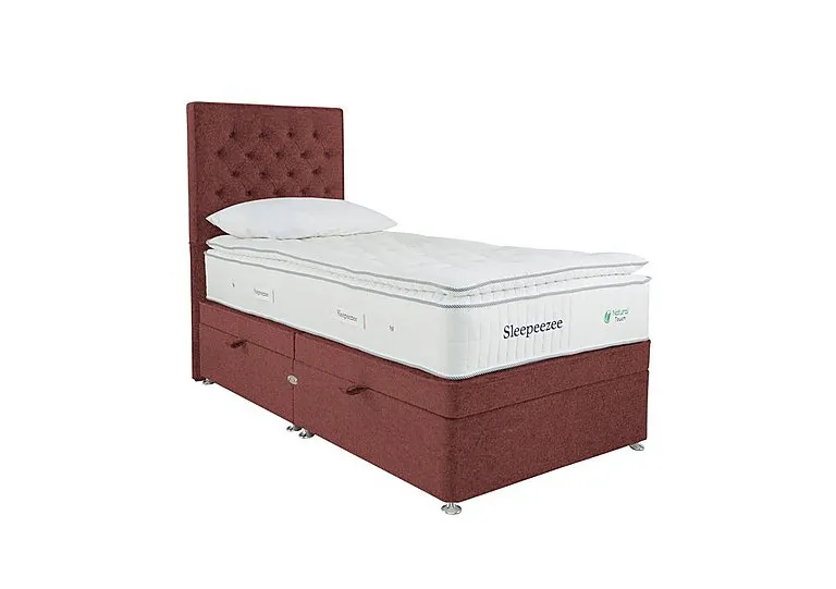 Natural Touch 3000 Pillowtop Side Ottoman Divan Set - Single - Tweed Rose