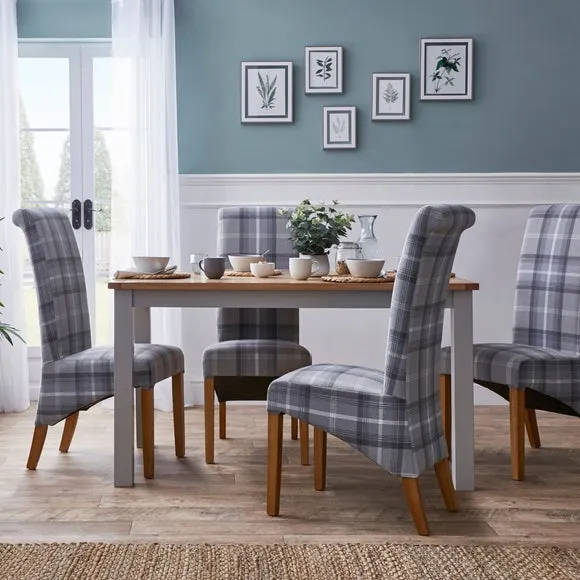 Bromley 4 Seater Rectangular Dining Table with 4 Chester Chairs, Grey