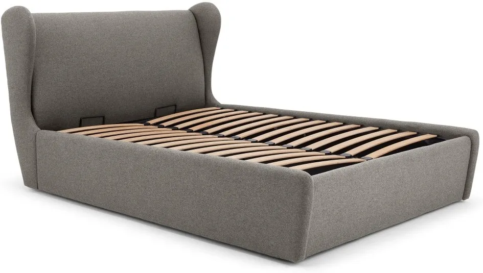 Rubens Double Bed With Storage, Nickel Grey Wool Mix