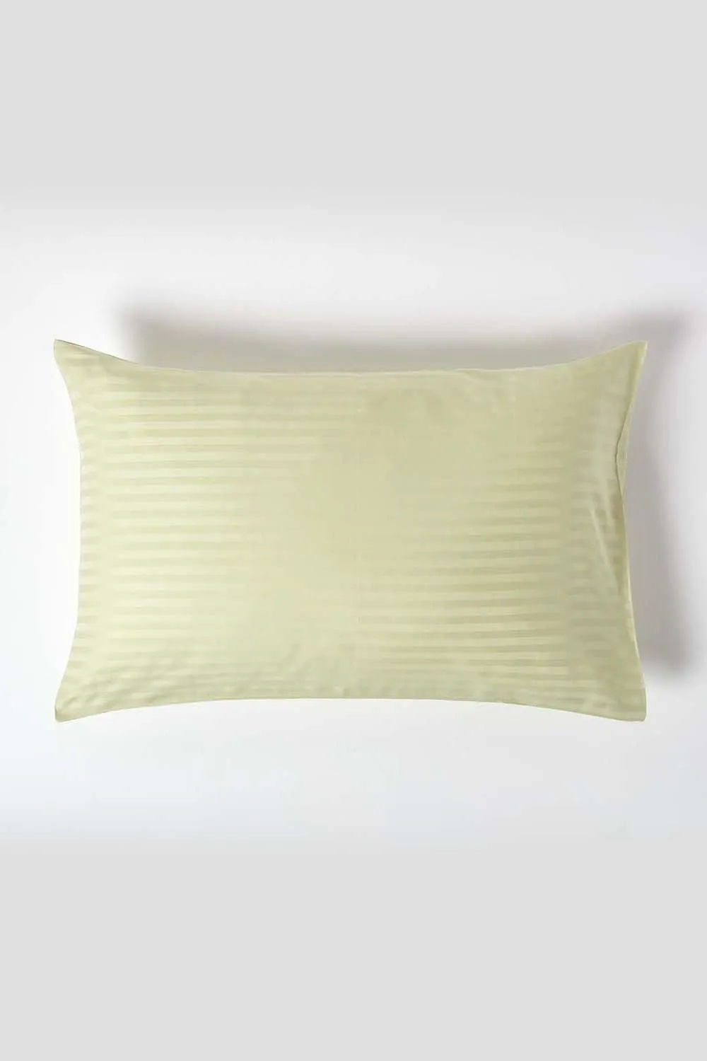 Homescapes Egyptian Cotton Satin Stripe Housewife Pillowcase 330 TC in Green