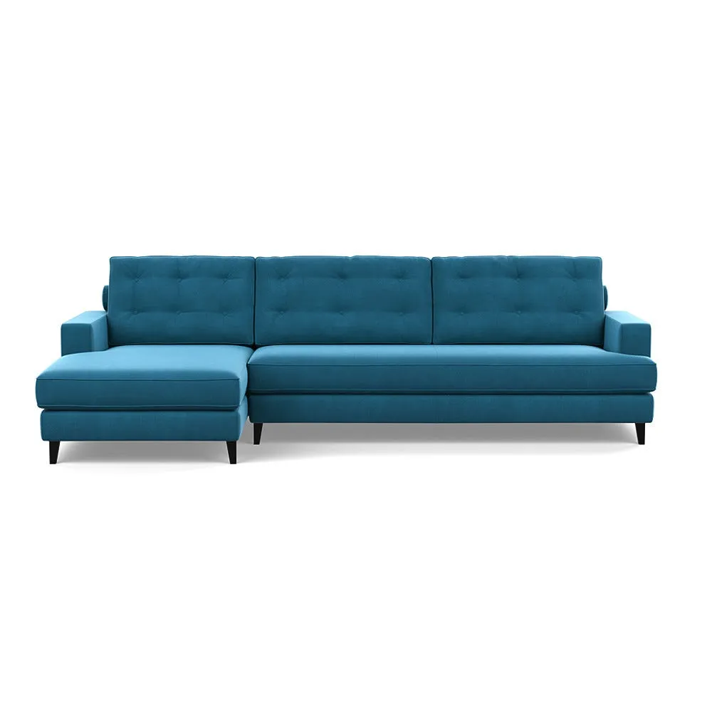 Heal's Mistral Left Hand Facing Corner Sofa Smart Velvet Ocean Black Feet 1