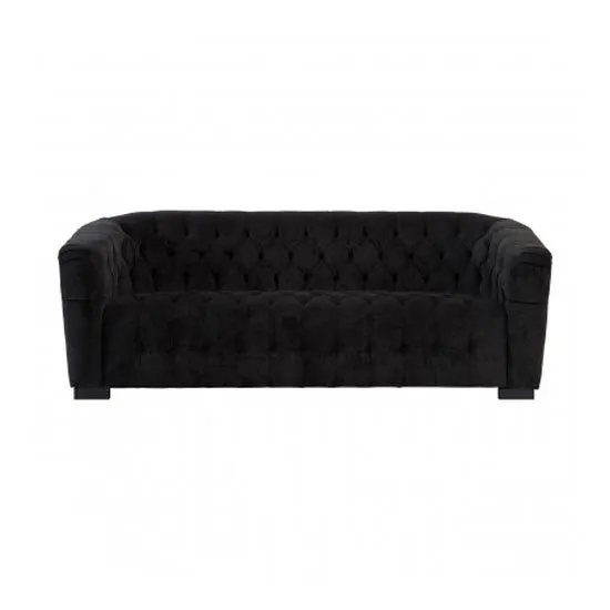 Corelli 3 Seater Fabric Sofa In Black With Wooden Feet