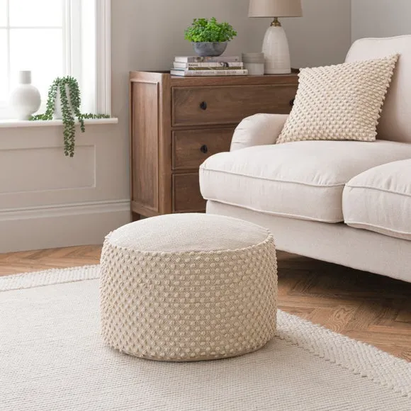 Jersey Bobble Round Pouffe 1