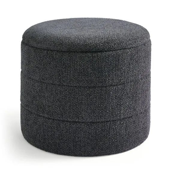 Chenille Round Ottoman with Tray 4