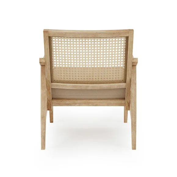 Giselle Rattan Back Wooden Arm Accent Chair 5