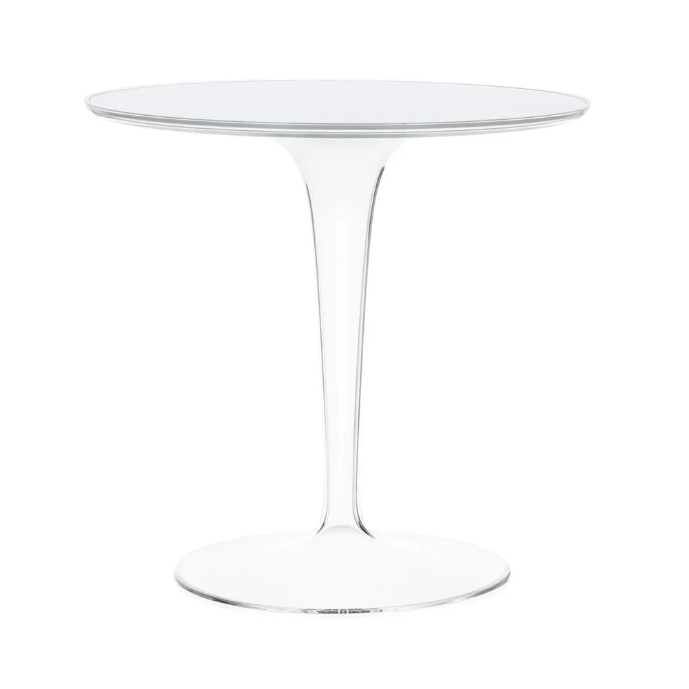 Kartell Tip Top Side Table Transparent Base White Top 2