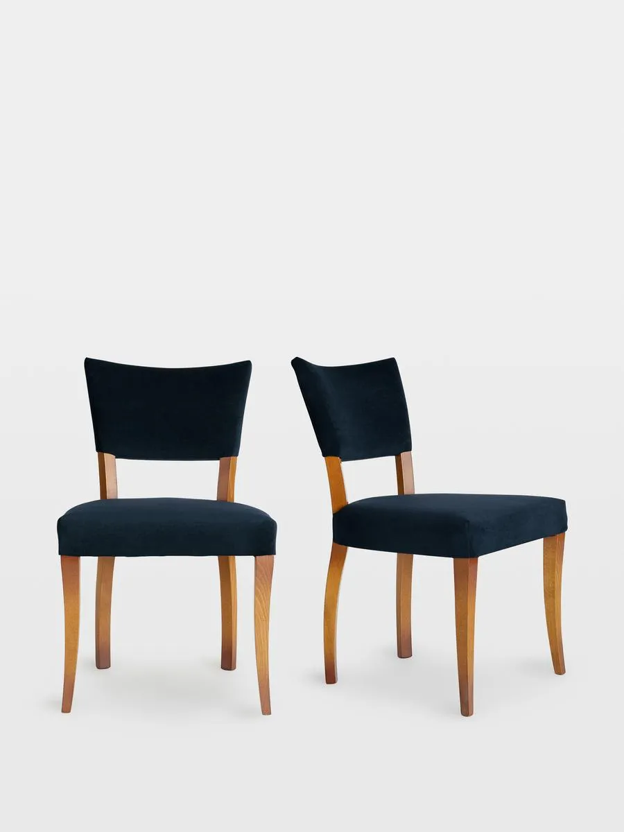Pair of Molina Dining Chairs, Velvet, Indigo