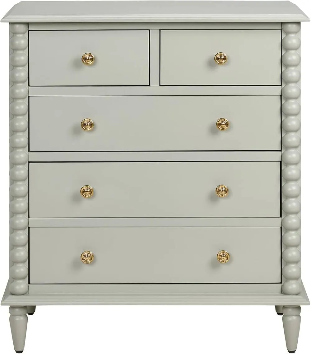 Statement Furniture Cromwell 2 over 3 Chest of Drawers with Bobbin Design in Light Green 6