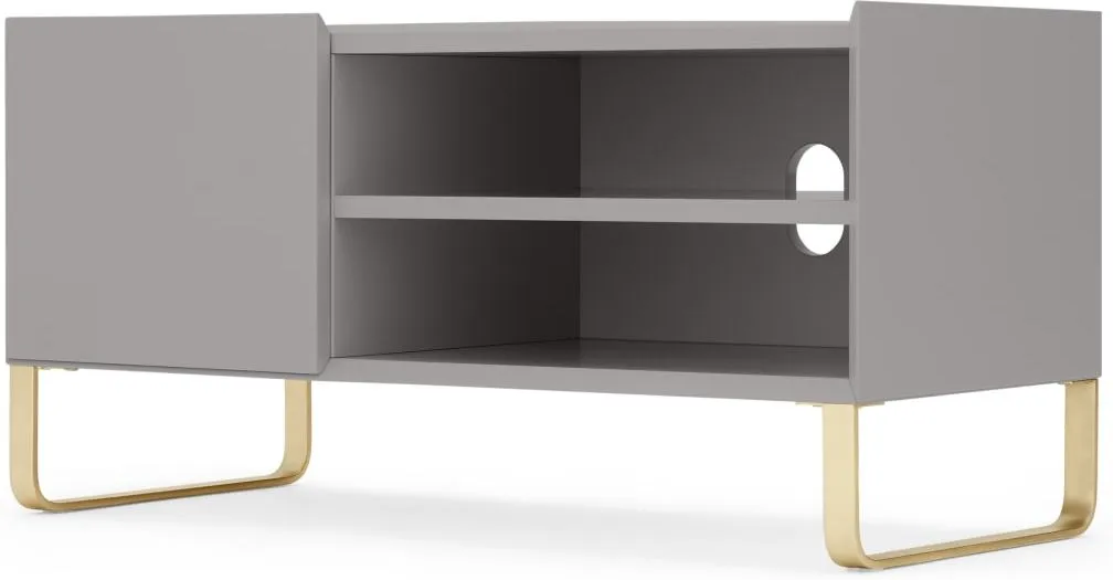 Lenny Painted TV Stand, Grey and Brass