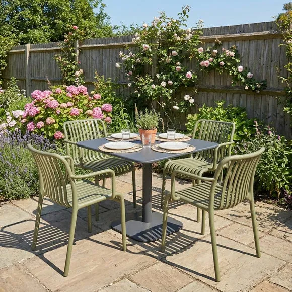 Modura Albin Square Table with 4 Alma Armchairs