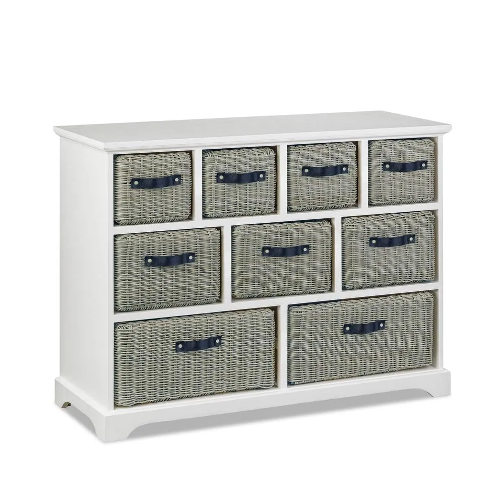 Statement Furniture Tetbury 9 Drawer Storage Unit - White with Grey Extra-Strong Baskets 2