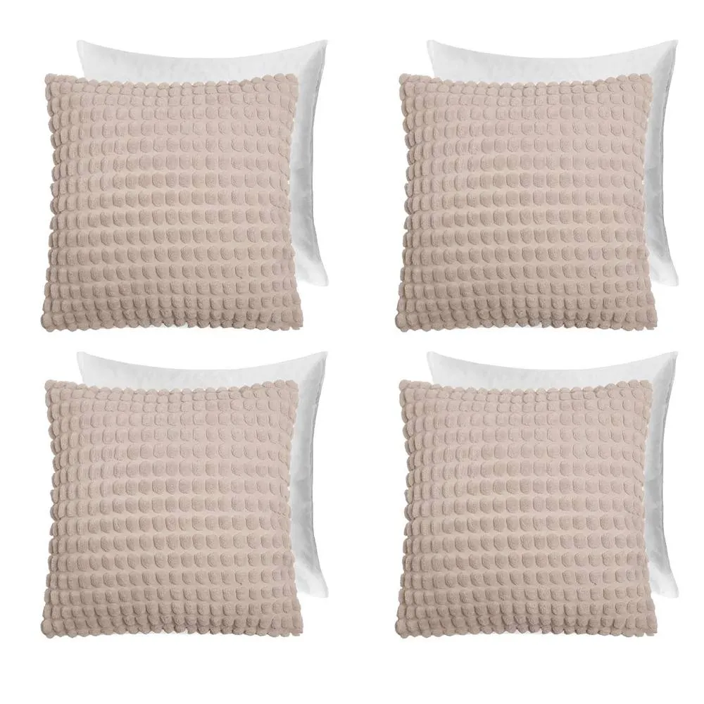 OHS 4 Pack Bobble Filled Cushion Covers Home Decor Set in Natural