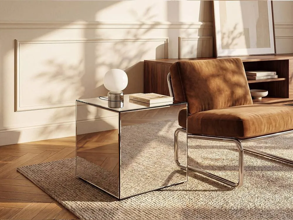 Vente-unique Mirror & MDF Side Table - CUBIX in Silver 3