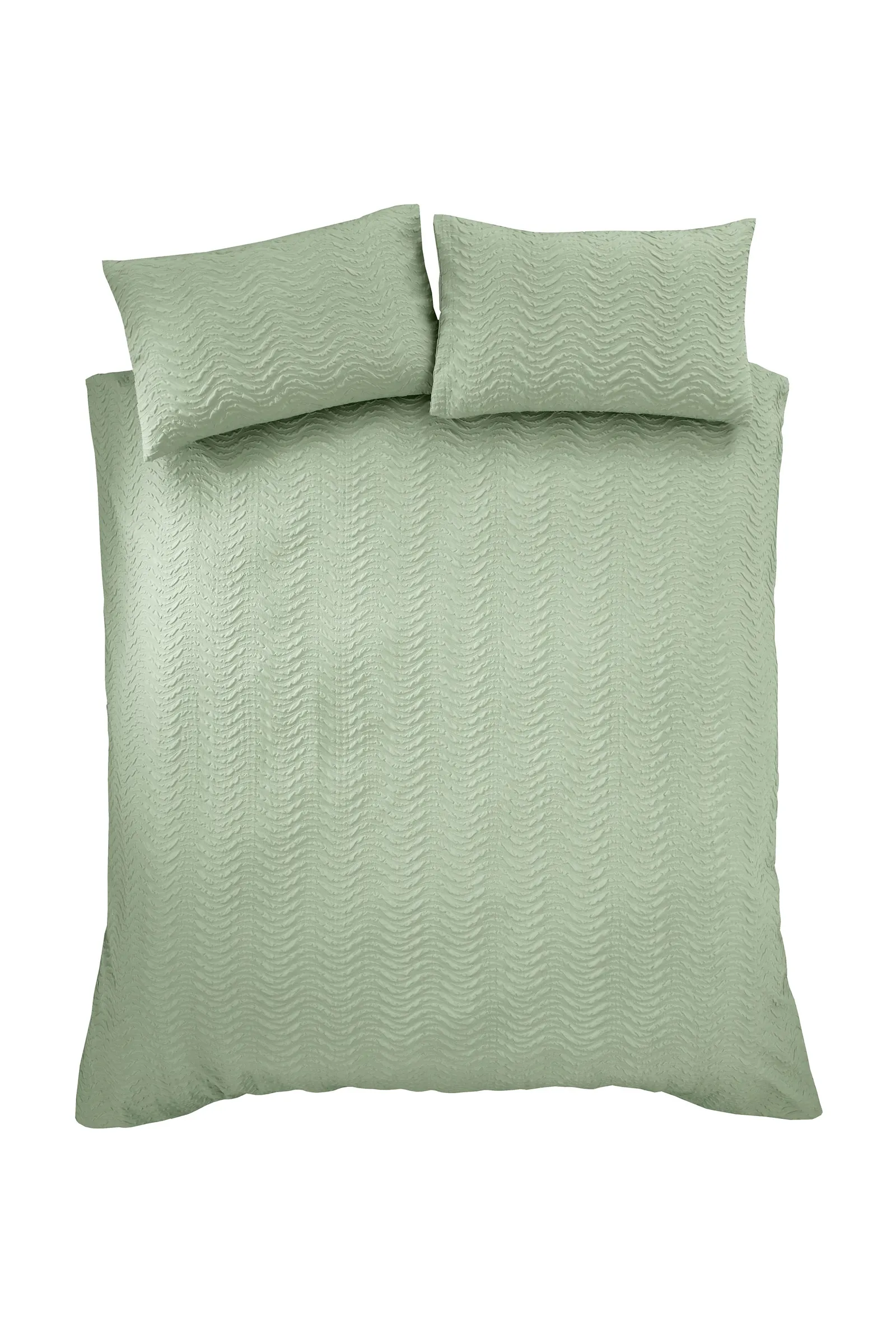Catherine Lansfield 'Heatset Wave' Duvet Cover Set in Mint 5