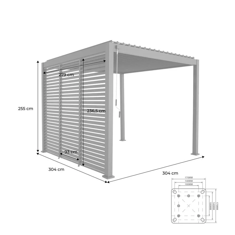 sweeek Louvered pergola aluminium 3 x 3m V2 & 3 100cm louver panels in White 5