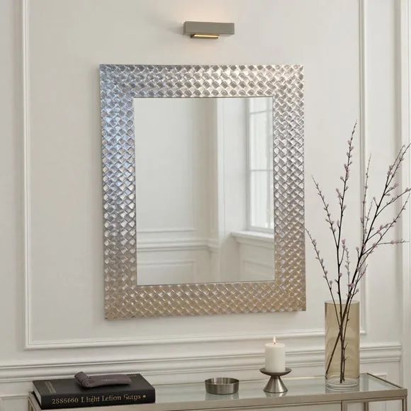 Yearn Hammered Frame Bevelled Rectangle Wall Mirror