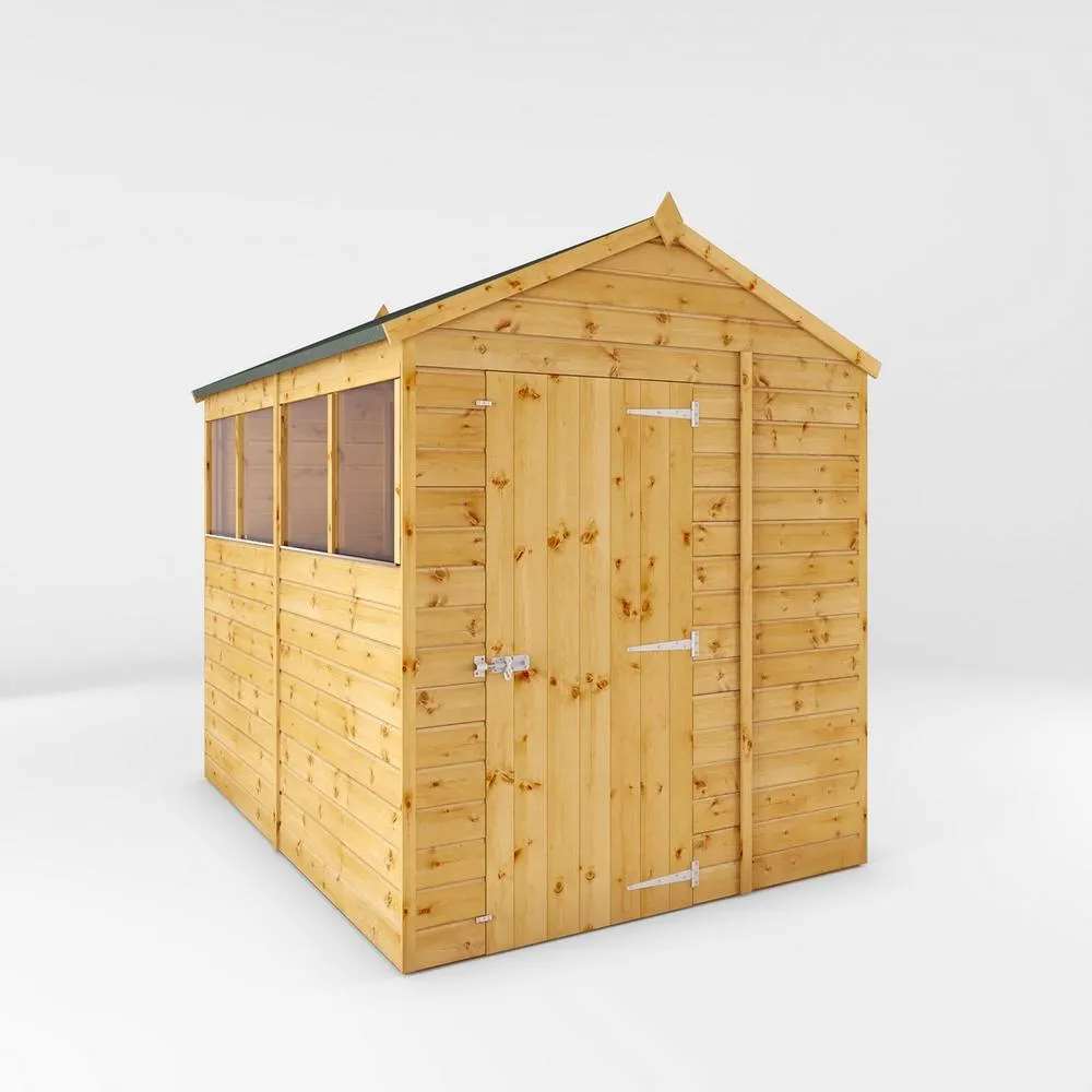 Mercia 8 x 6 Feet Shiplap Apex Shed - L240.8 x W190.5 x H222.2 cm - Brown