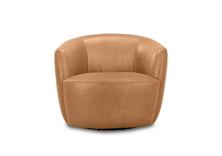 Henna Leather Swivel Accent Chair - Living Room Furniture