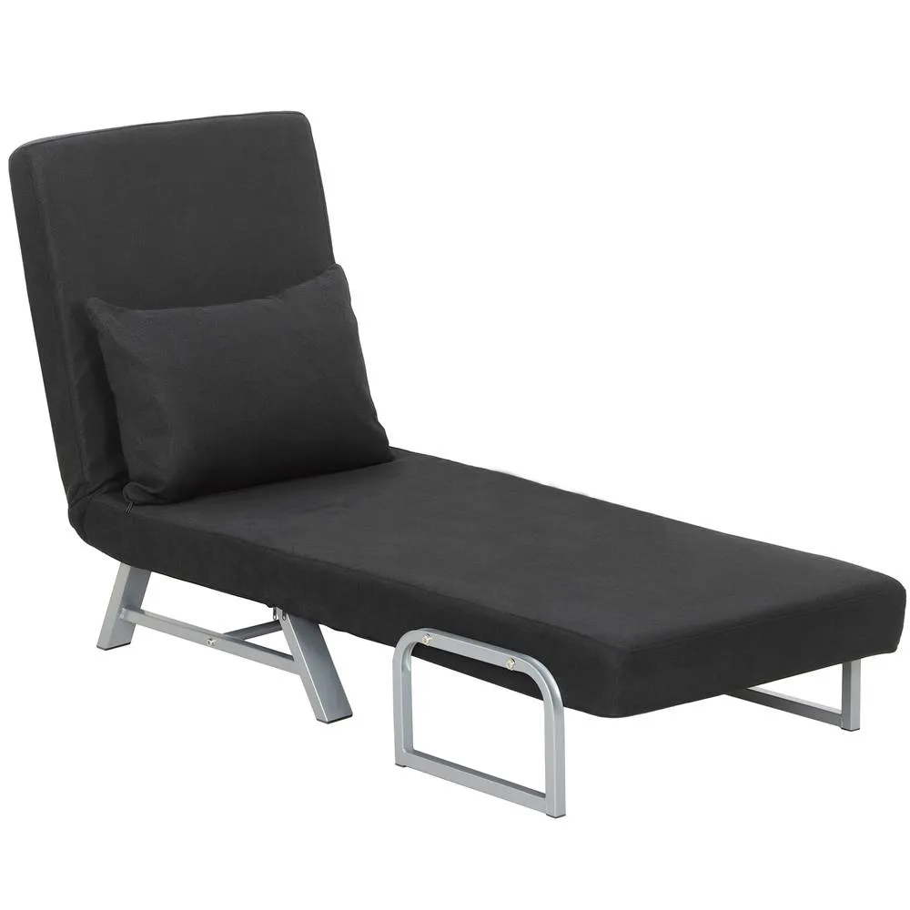 HOMCOM Single Sofa Bed, 3-in-1 Convertible Folding Chair Bed in Black 1