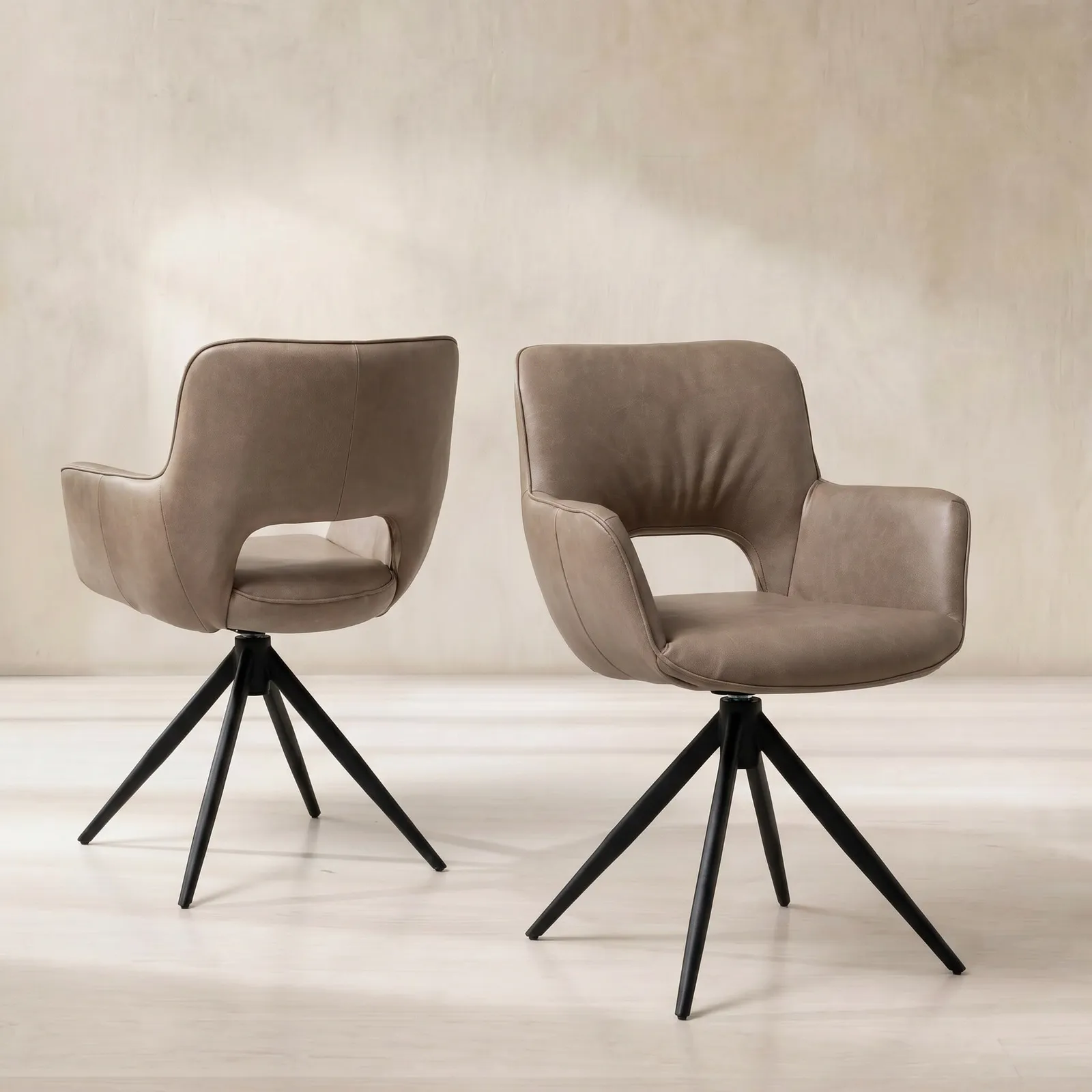 Kiri Dining Chair With Arms - Matching Stitch, Grey Leather | Barker & Stonehouse