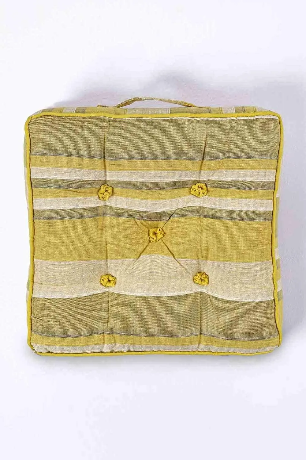 Homescapes Morocco Striped Cotton Floor Cushion in Yellow 3