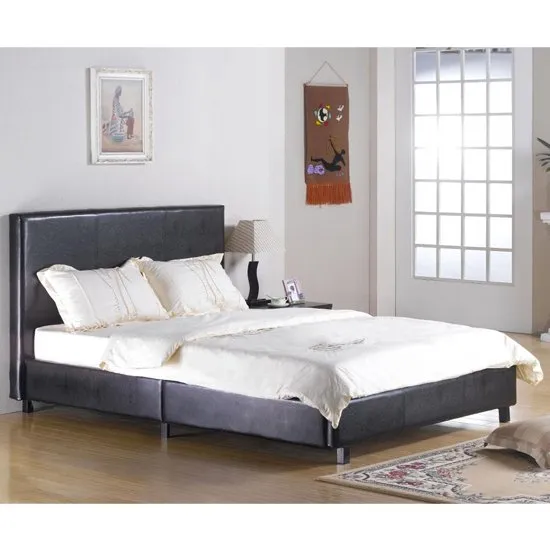 Fusion Faux Leather Double Bed In Black