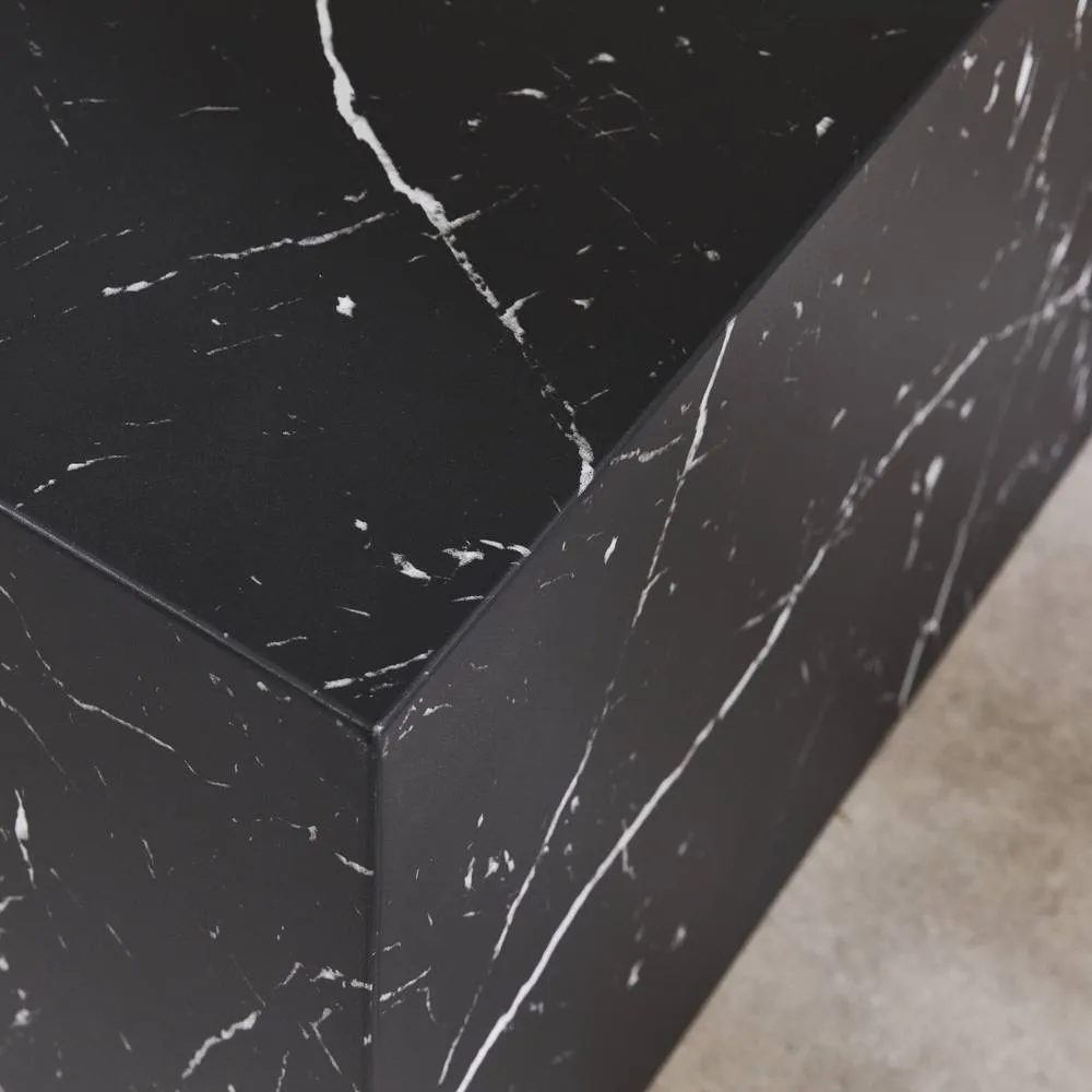 sweeek Pair Of Square Coffee Tables With Marble Effect in Black 6
